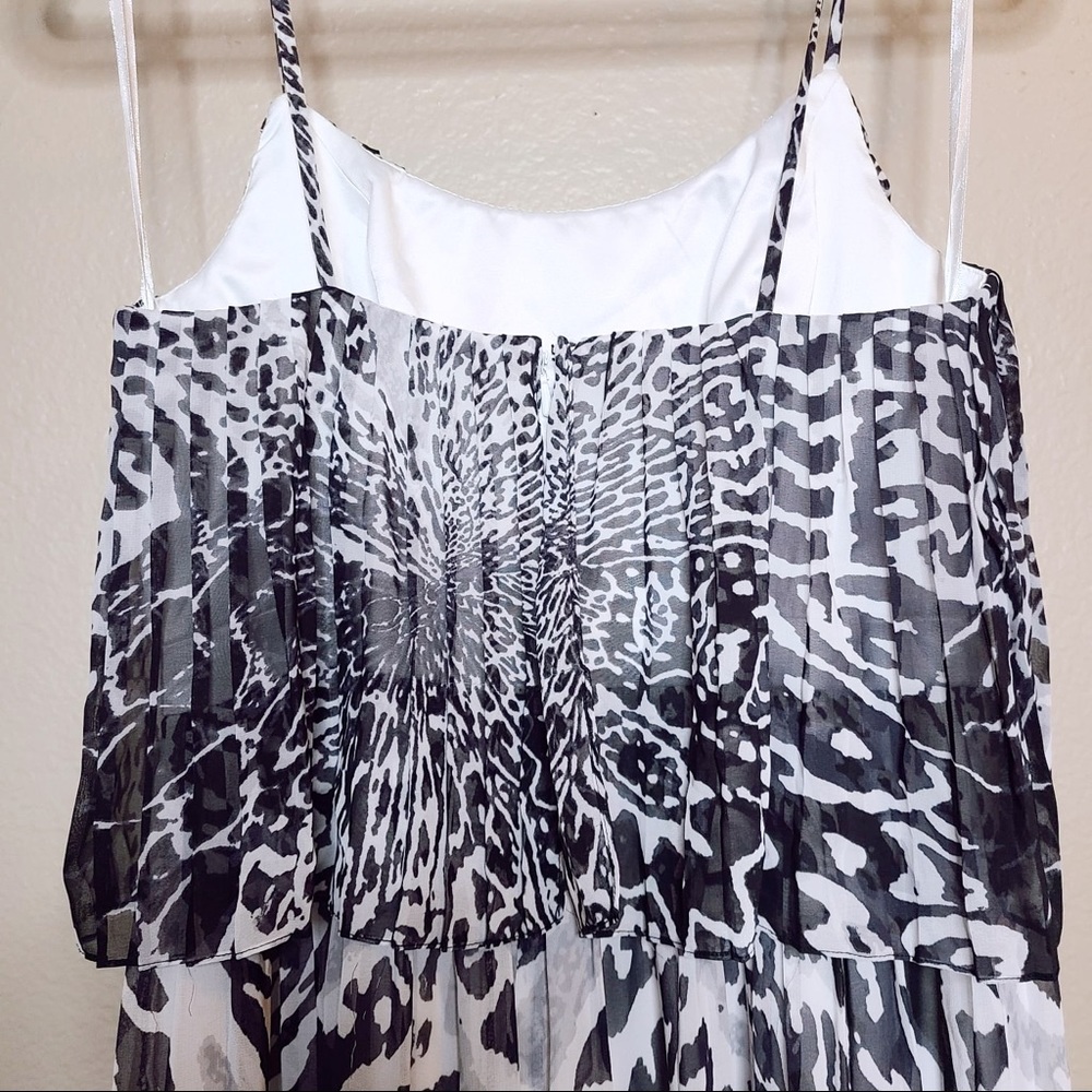 Aidan Mattox Animal Print Black Pleated Dress 2 - Picture 5 of 8